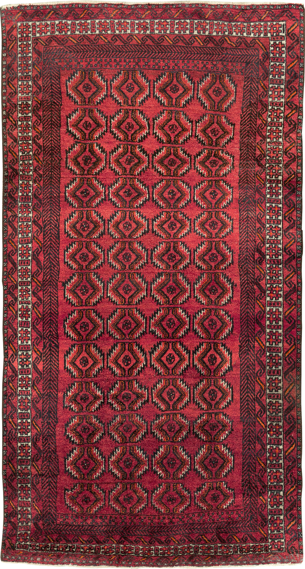 Vintage Central Asian Turkoman Tribal Throw Rug, No.30054 - Staging