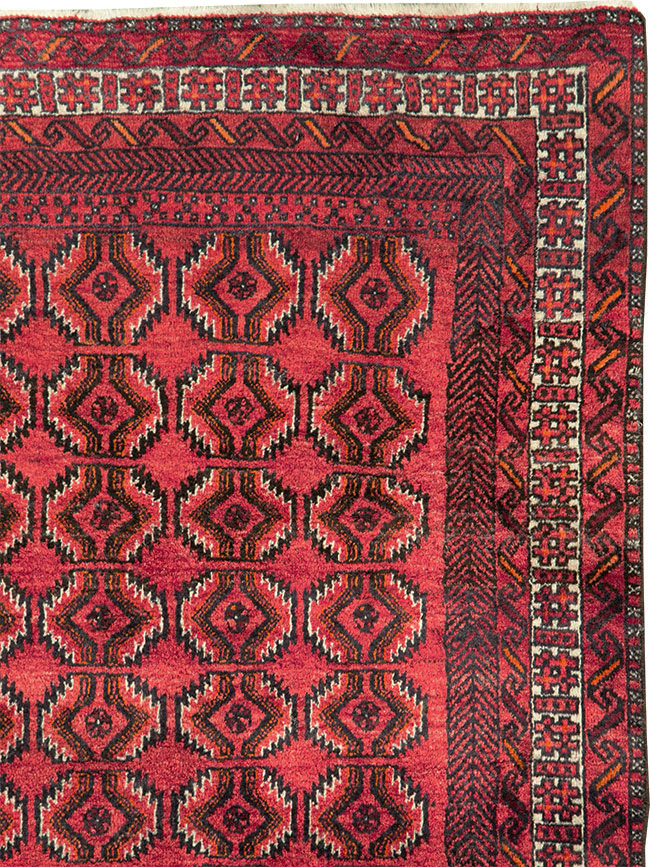 Vintage Central Asian Turkoman Tribal Throw Rug, No.30054 - Staging