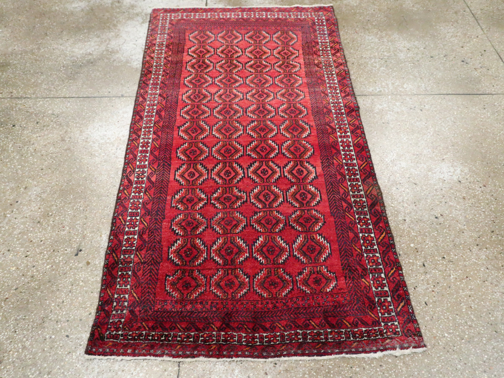 Vintage Central Asian Turkoman Tribal Throw Rug, No.30054 - Staging