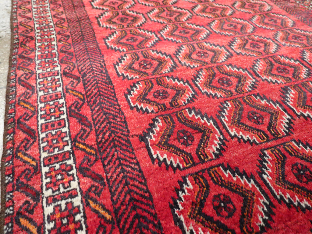 Vintage Central Asian Turkoman Tribal Throw Rug, No.30054 - Staging