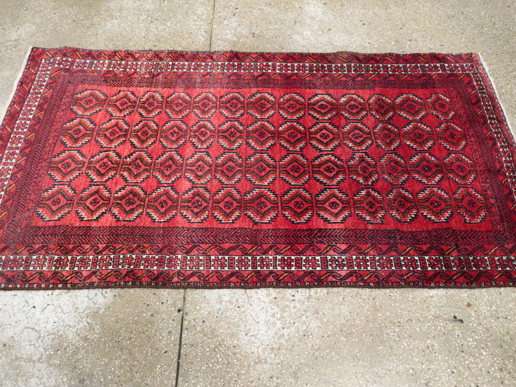Vintage Central Asian Turkoman Tribal Throw Rug, No.30054 - Staging