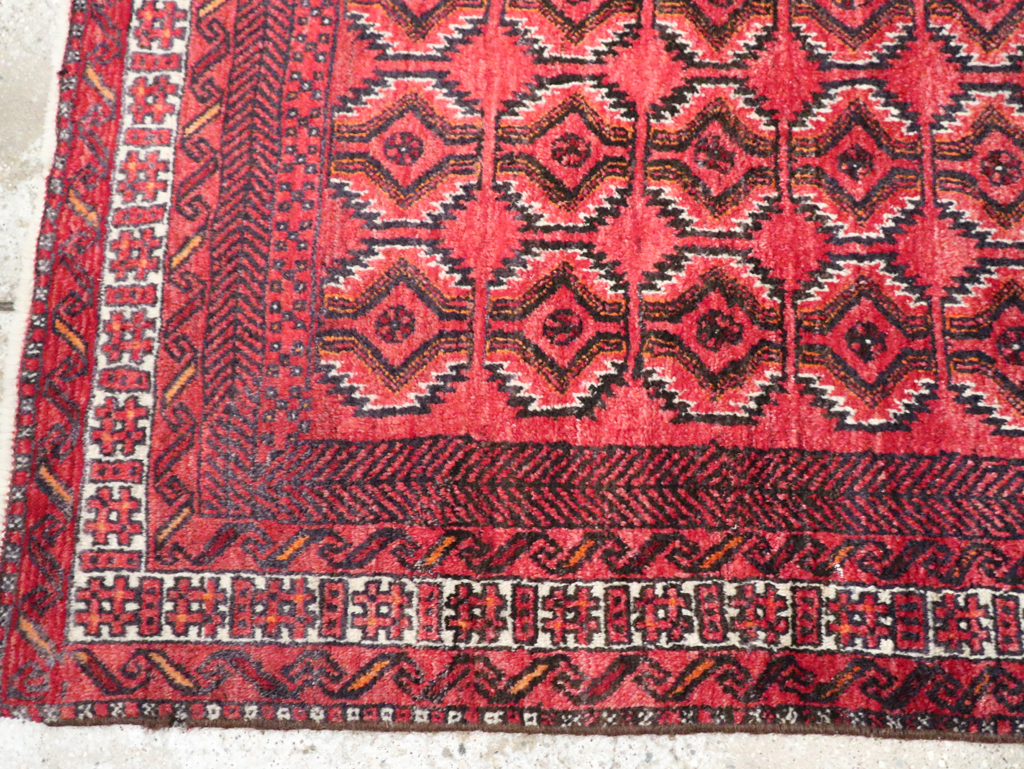 Vintage Central Asian Turkoman Tribal Throw Rug, No.30054 - Staging