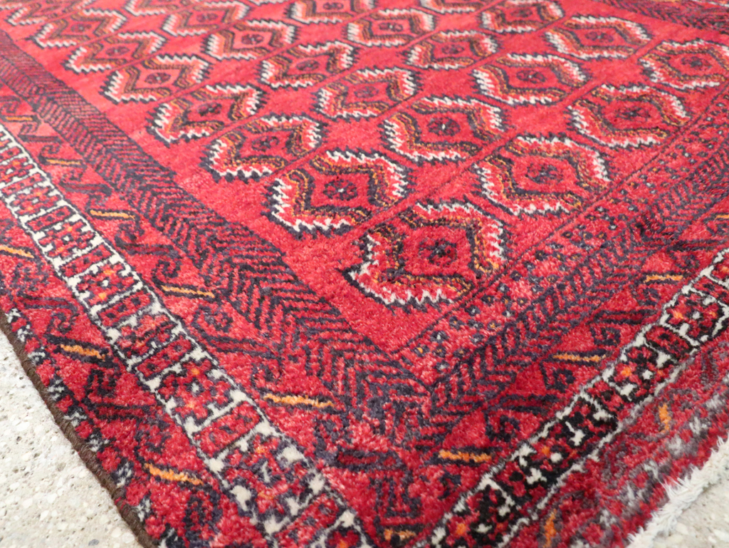 Vintage Central Asian Turkoman Tribal Throw Rug, No.30054 - Staging