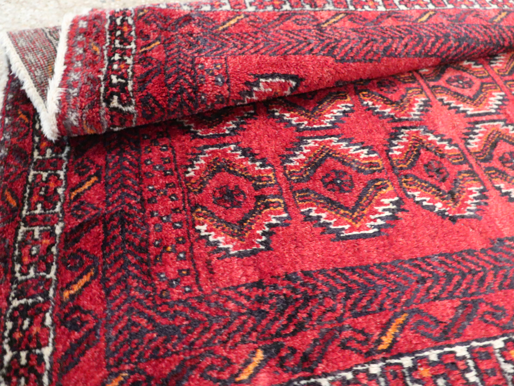 Vintage Central Asian Turkoman Tribal Throw Rug, No.30054 - Staging