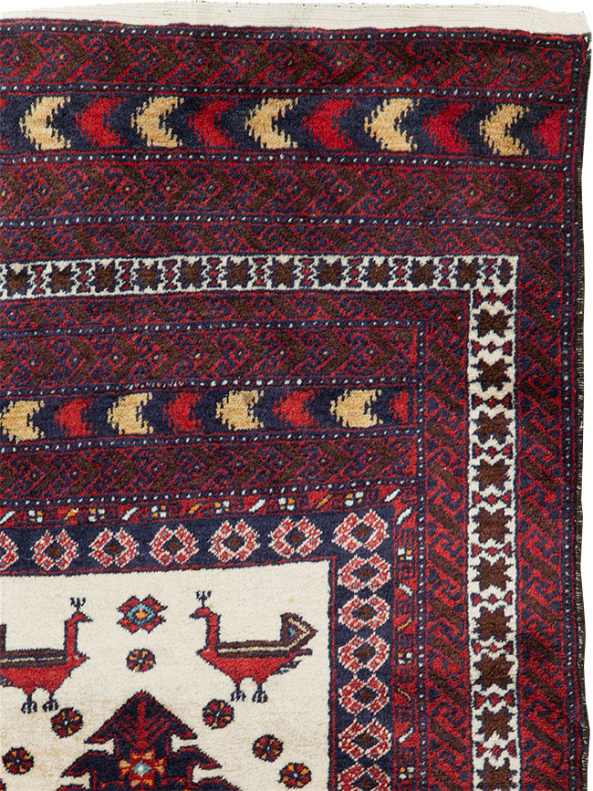 Vintage Persian Pictorial Baluch Rug, No.30055 - Staging