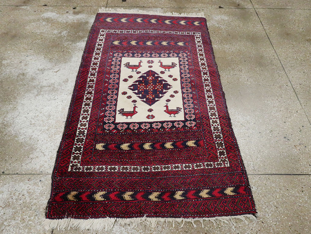 Vintage Persian Pictorial Baluch Rug, No.30055 - Staging
