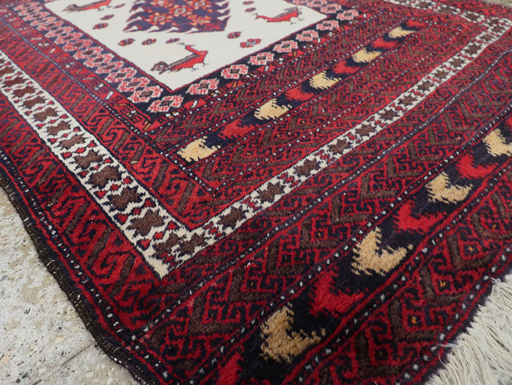 Vintage Persian Pictorial Baluch Rug, No.30055 - Staging