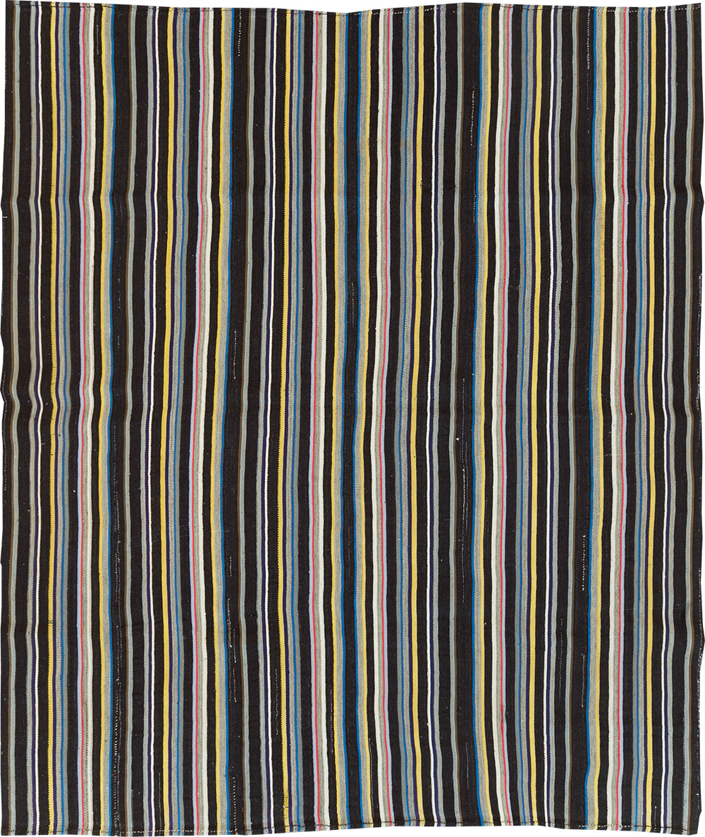 Striped Mid-20th Century Turkish Flatweave Kilim, No.30060 - Staging