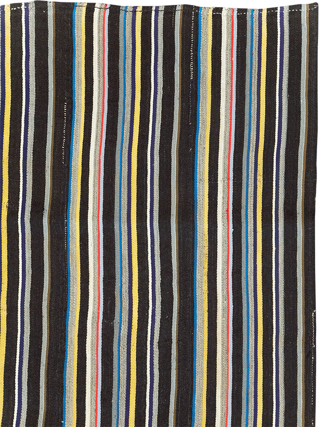 Striped Mid-20th Century Turkish Flatweave Kilim, No.30060 - Staging