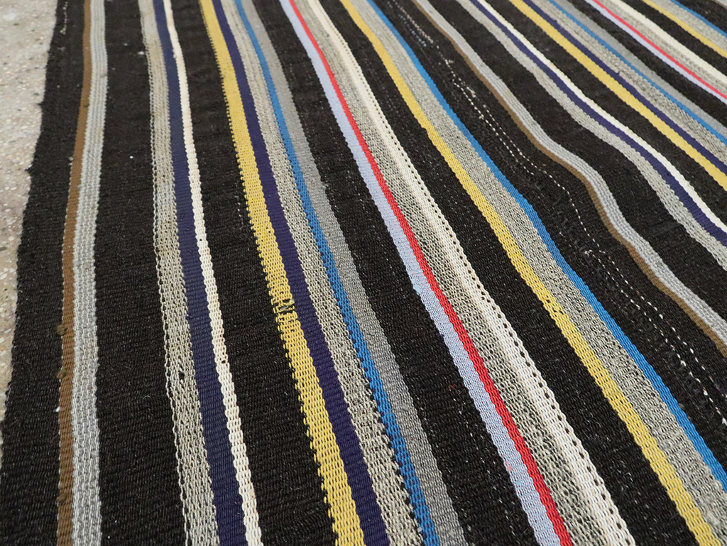 Striped Mid-20th Century Turkish Flatweave Kilim, No.30060 - Staging