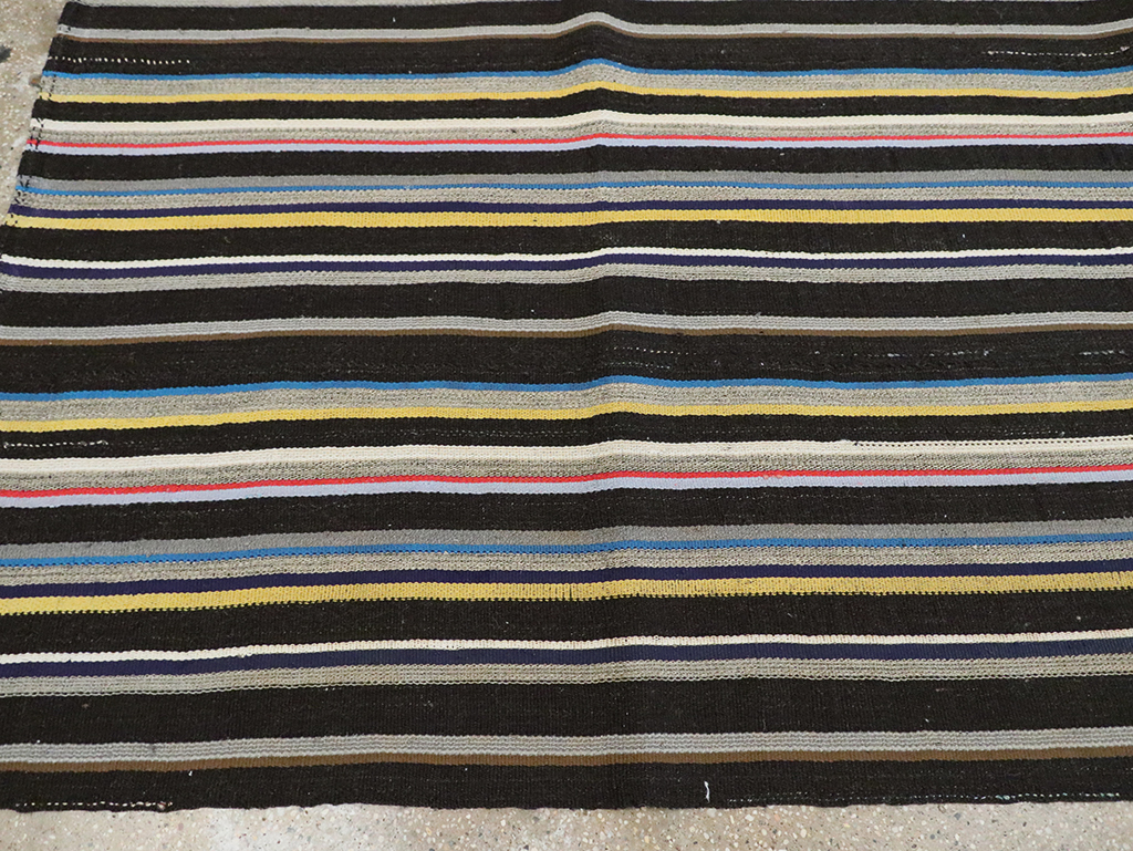 Striped Mid-20th Century Turkish Flatweave Kilim, No.30060 - Staging