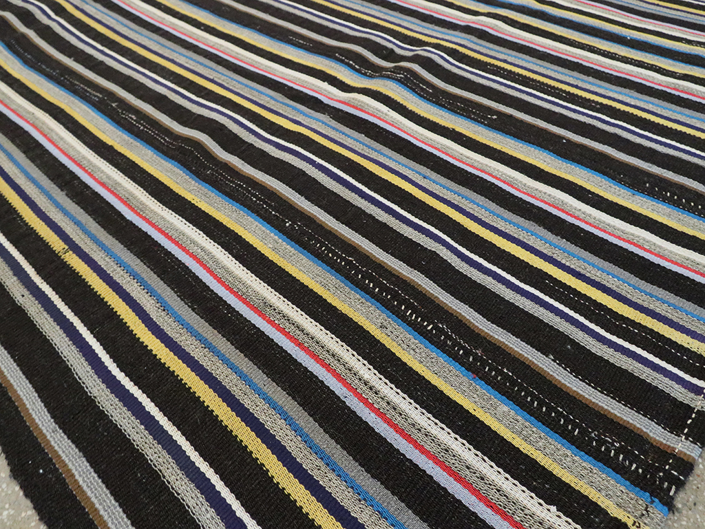 Striped Mid-20th Century Turkish Flatweave Kilim, No.30060 - Staging