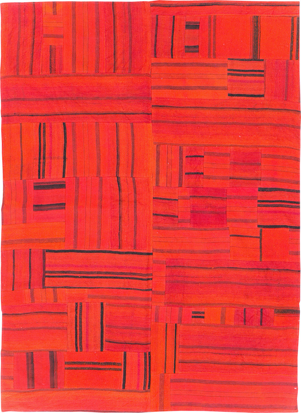 21st Century Red Patchwork Style Turkish Flatweave Kilim, No.30083 - Staging