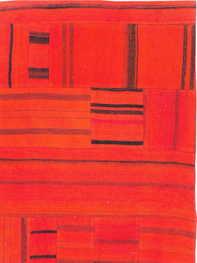 21st Century Red Patchwork Style Turkish Flatweave Kilim, No.30083 - Staging