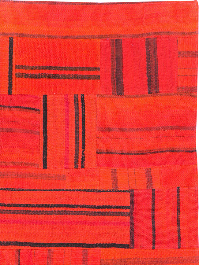 21st Century Red Patchwork Style Turkish Flatweave Kilim, No.30083 - Staging