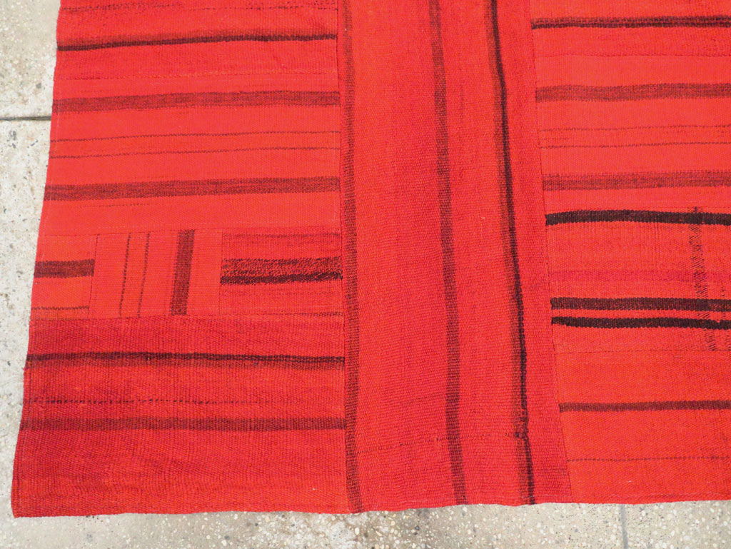 21st Century Red Patchwork Style Turkish Flatweave Kilim, No.30083 - Staging