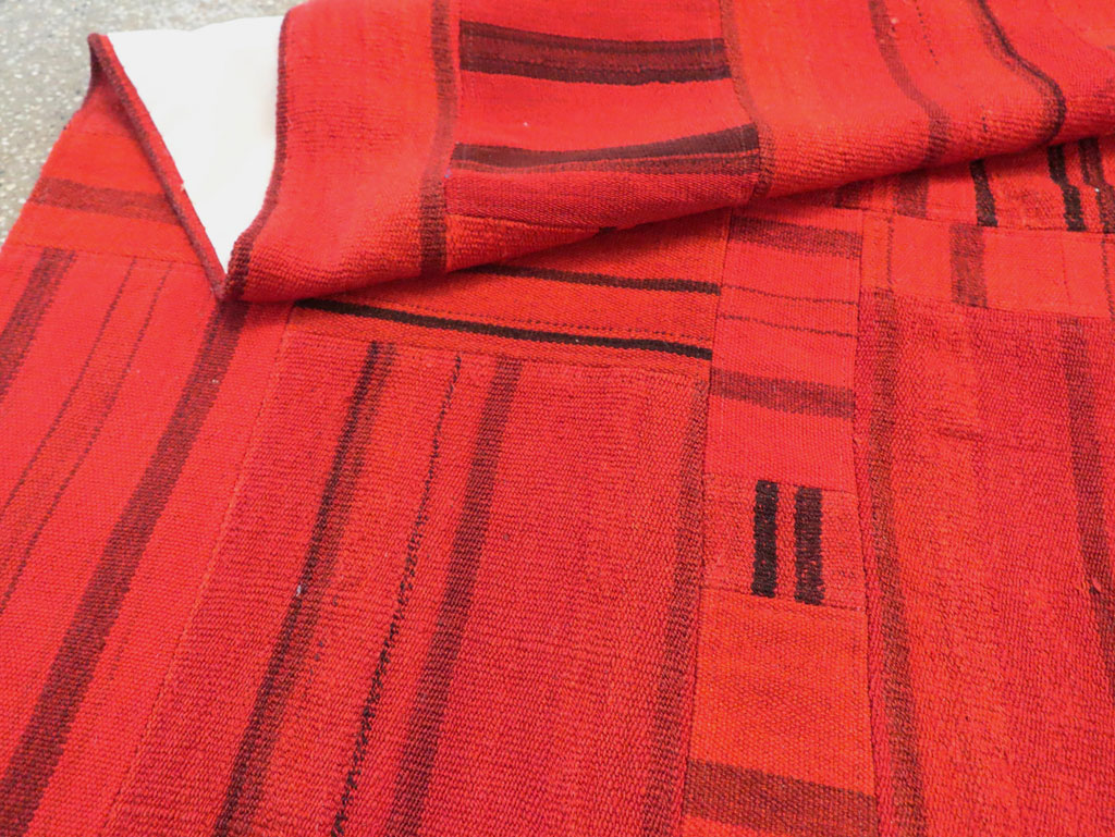 21st Century Red Patchwork Style Turkish Flatweave Kilim, No.30083 - Staging