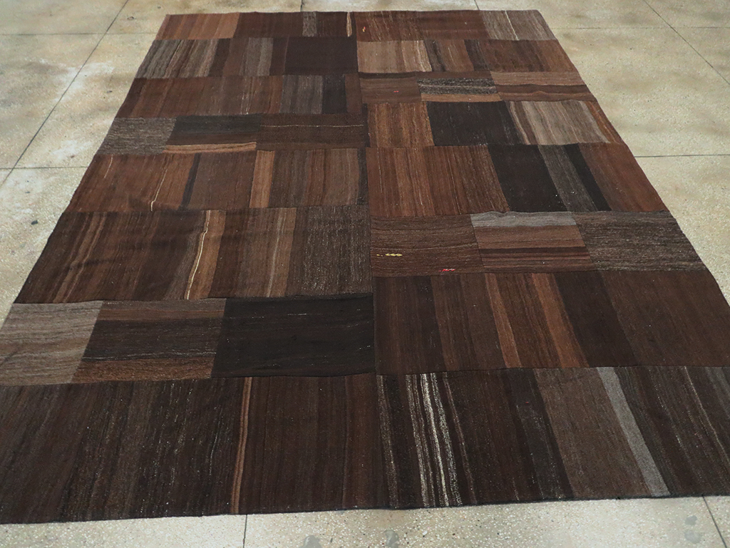 Contemporary Turkish Flatweave Kilim Patchwork Room Size Carpet, No.30089 - Staging