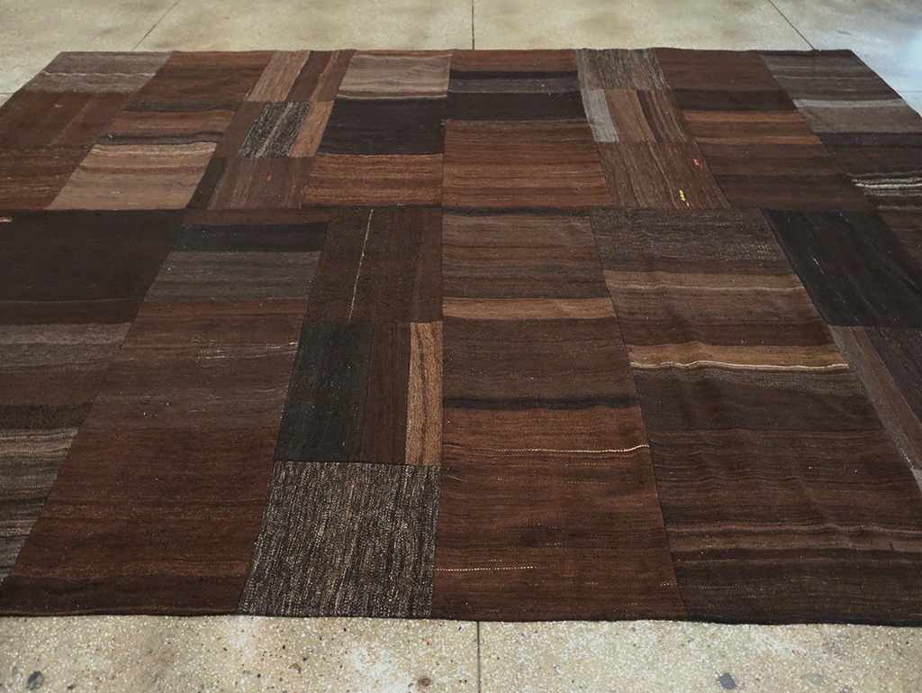 Contemporary Turkish Flatweave Kilim Patchwork Room Size Carpet, No.30089 - Staging