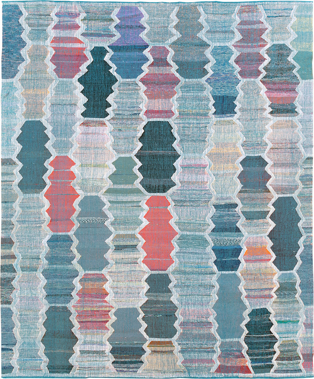 Contemporary Turkish Flatweave Kilim Large Room Size Carpet, No.30097 - Staging