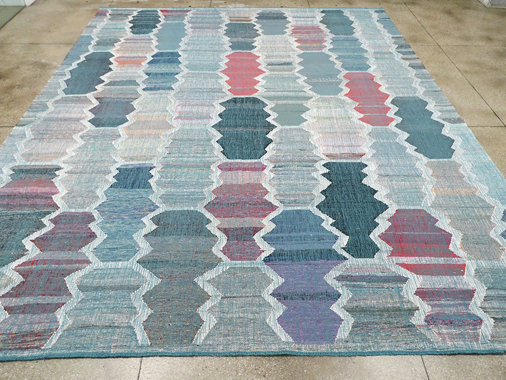 Contemporary Turkish Flatweave Kilim Large Room Size Carpet, No.30097 - Staging