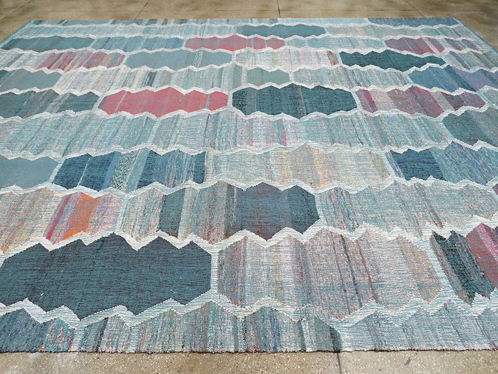 Contemporary Turkish Flatweave Kilim Large Room Size Carpet, No.30097 - Staging
