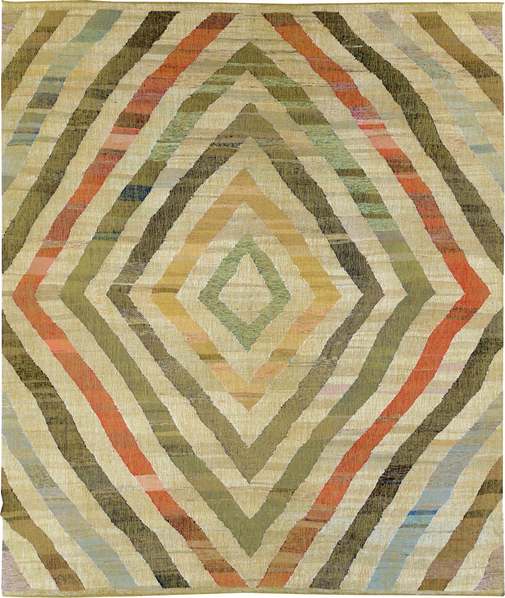 Large Contemporary Turkish Flat-Weave Kilim, No.30098 - Staging