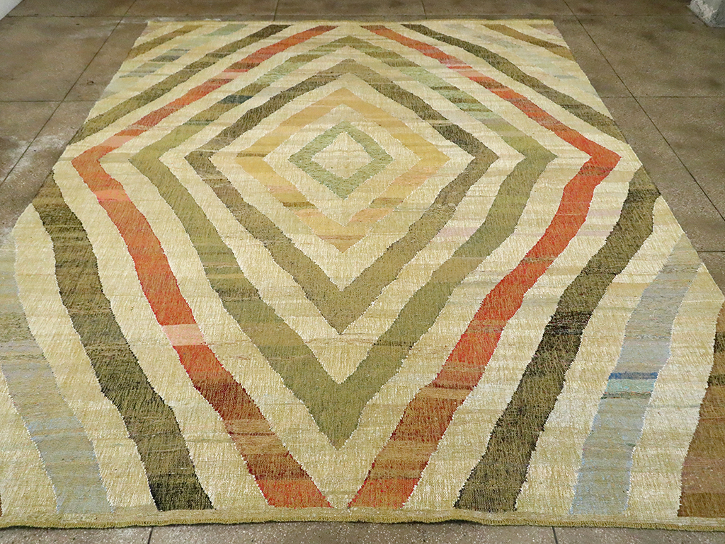 Large Contemporary Turkish Flat-Weave Kilim, No.30098 - Staging