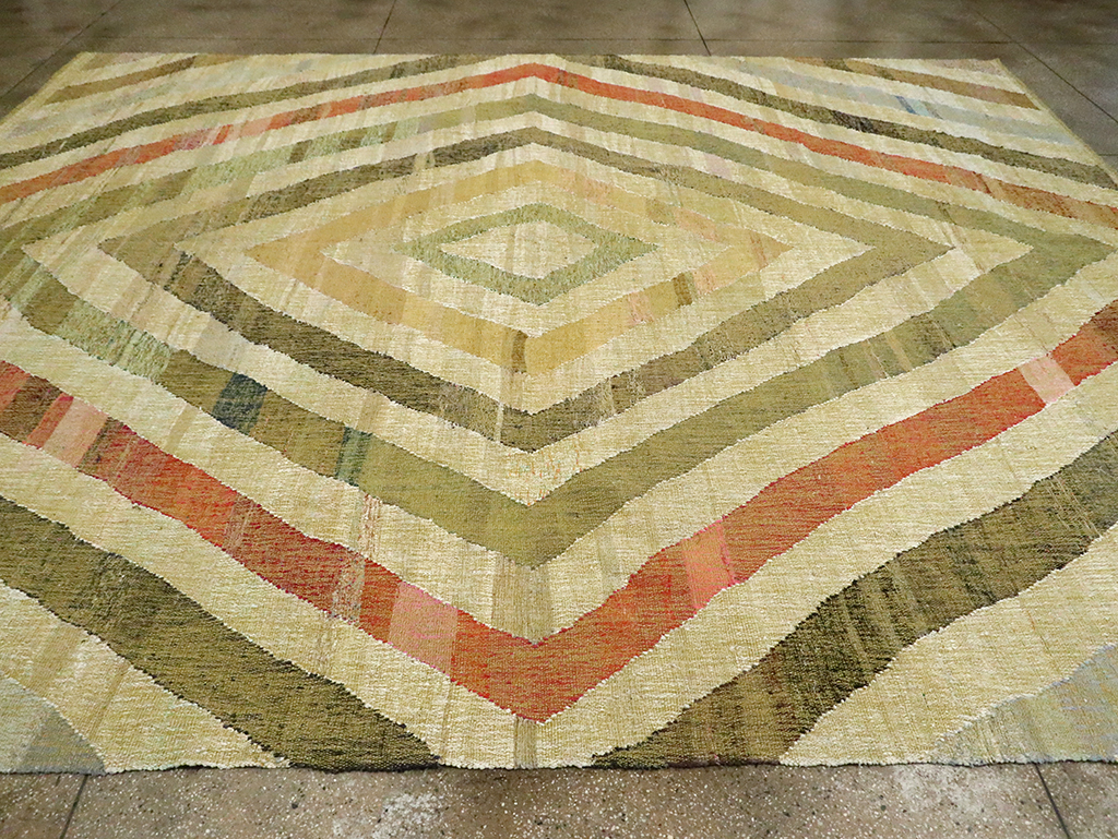 Large Contemporary Turkish Flat-Weave Kilim, No.30098 - Staging