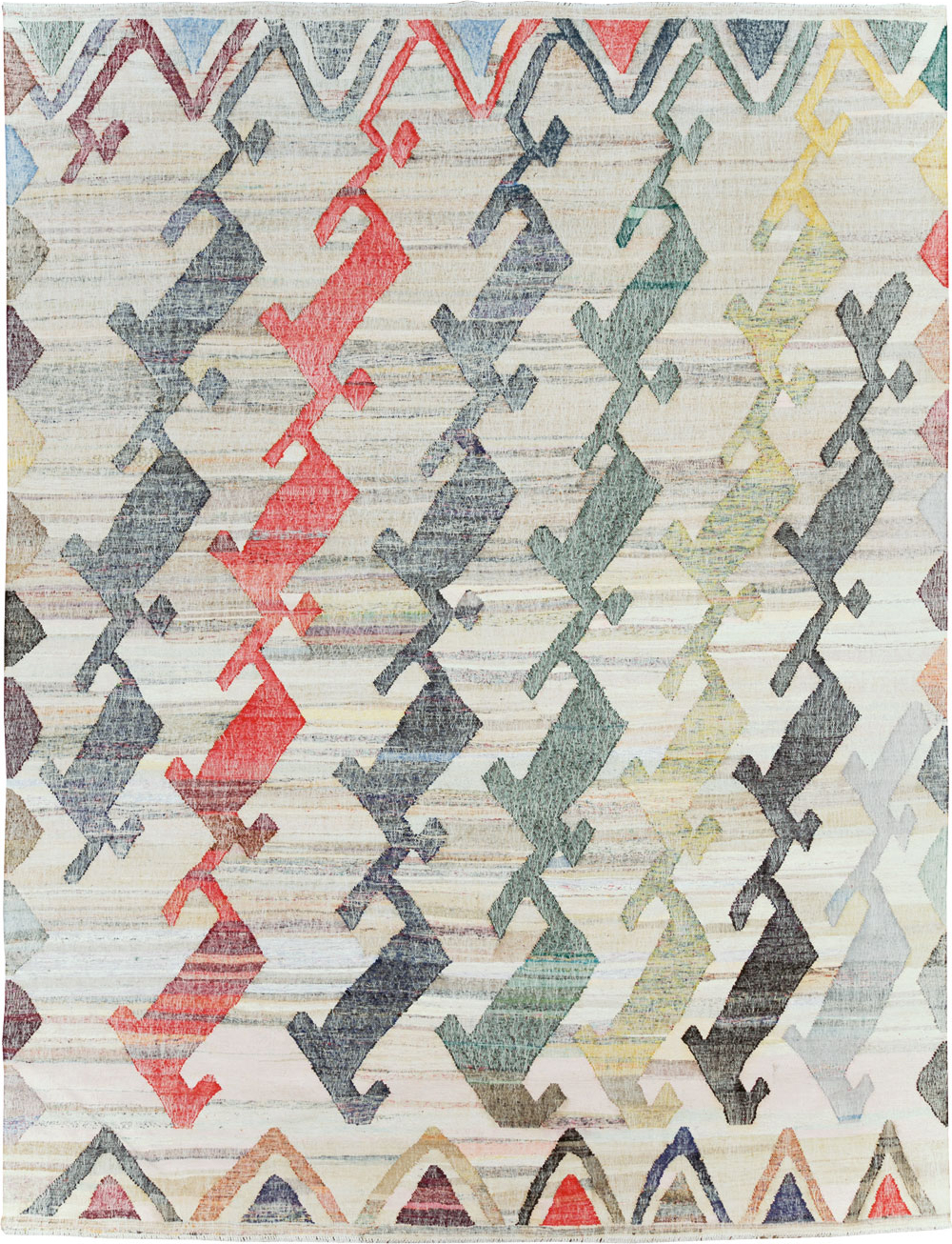 Contemporary Geometric Turkish Flatweave, No.30112 - Staging