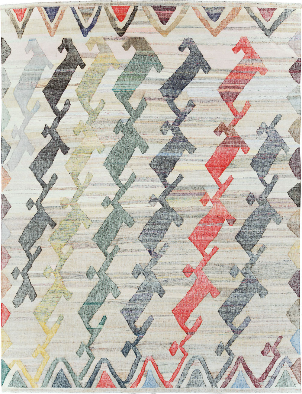 Contemporary Geometric Turkish Flatweave, No.30112 - Staging