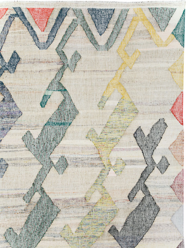 Contemporary Geometric Turkish Flatweave, No.30112 - Staging