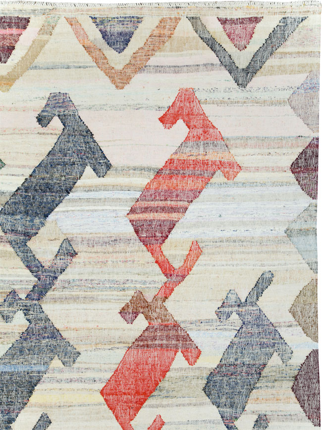 Contemporary Geometric Turkish Flatweave, No.30112 - Staging