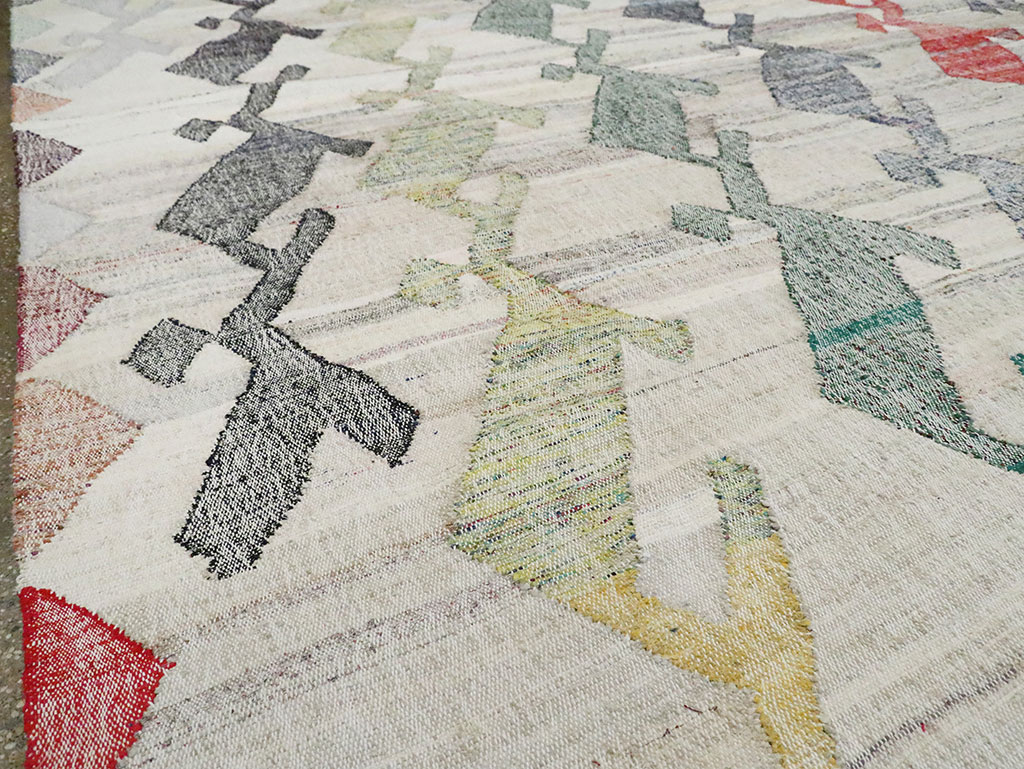 Contemporary Geometric Turkish Flatweave, No.30112 - Staging