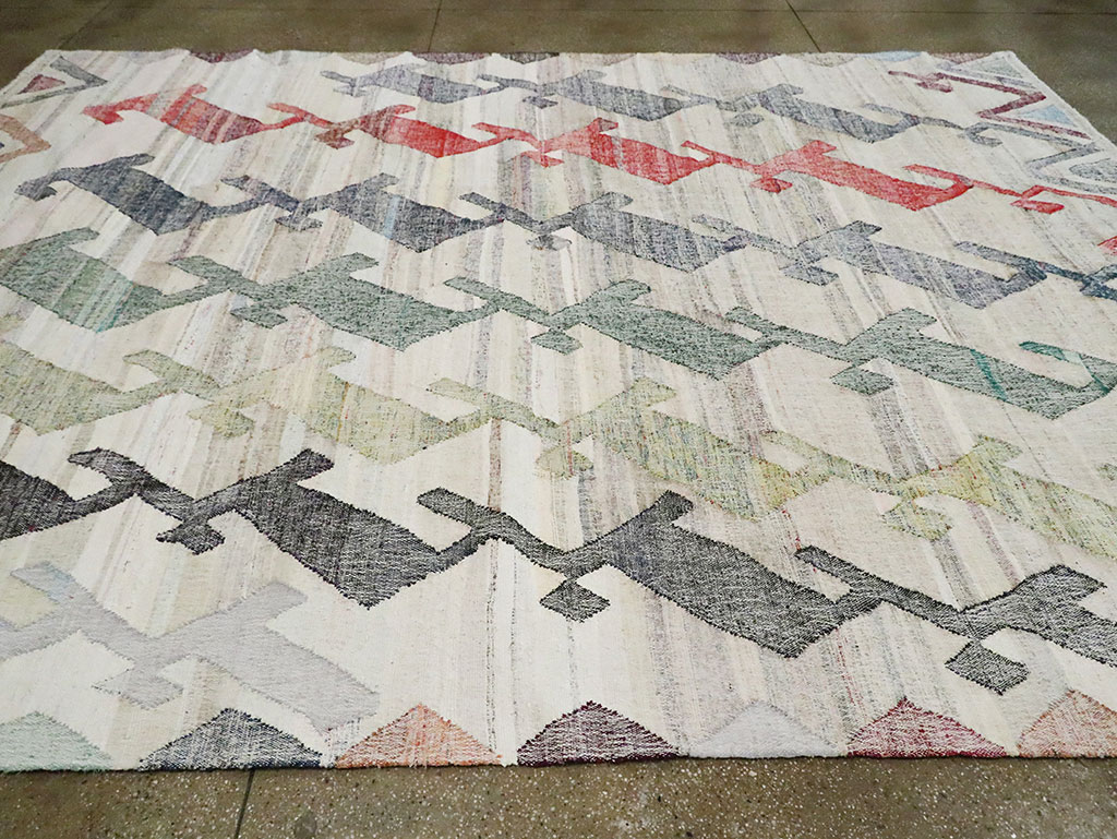 Contemporary Geometric Turkish Flatweave, No.30112 - Staging
