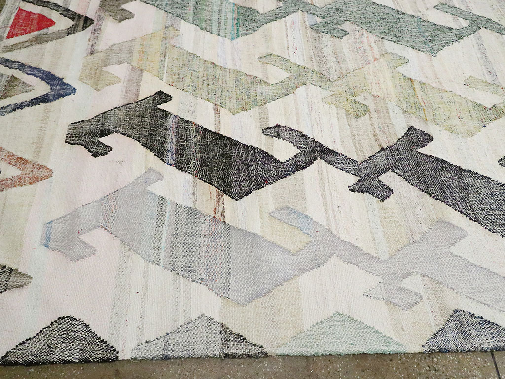 Contemporary Geometric Turkish Flatweave, No.30112 - Staging