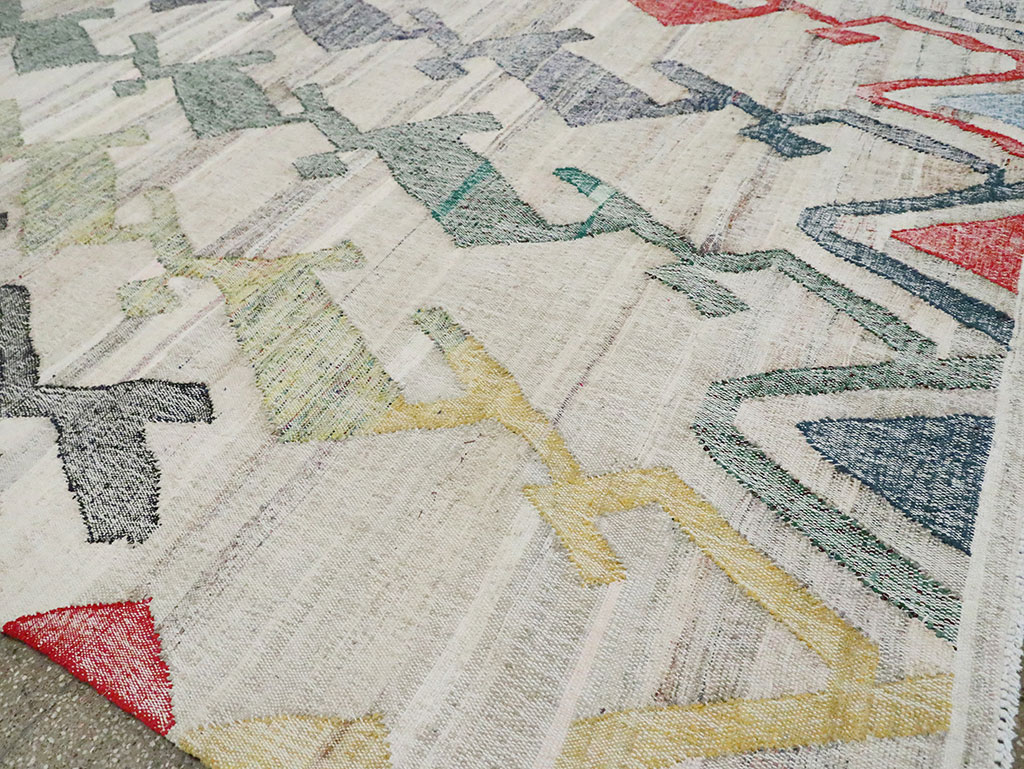 Contemporary Geometric Turkish Flatweave, No.30112 - Staging