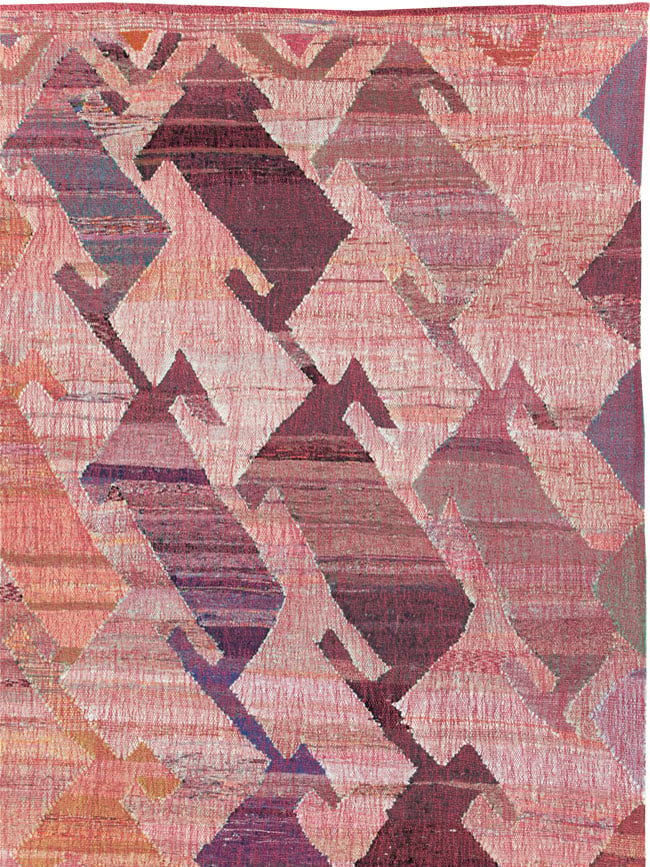 Large Contemporary Geometric Turkish Flatweave, No.30113 - Staging