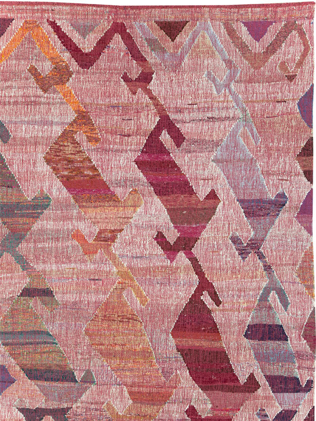 Large Contemporary Geometric Turkish Flatweave, No.30113 - Staging