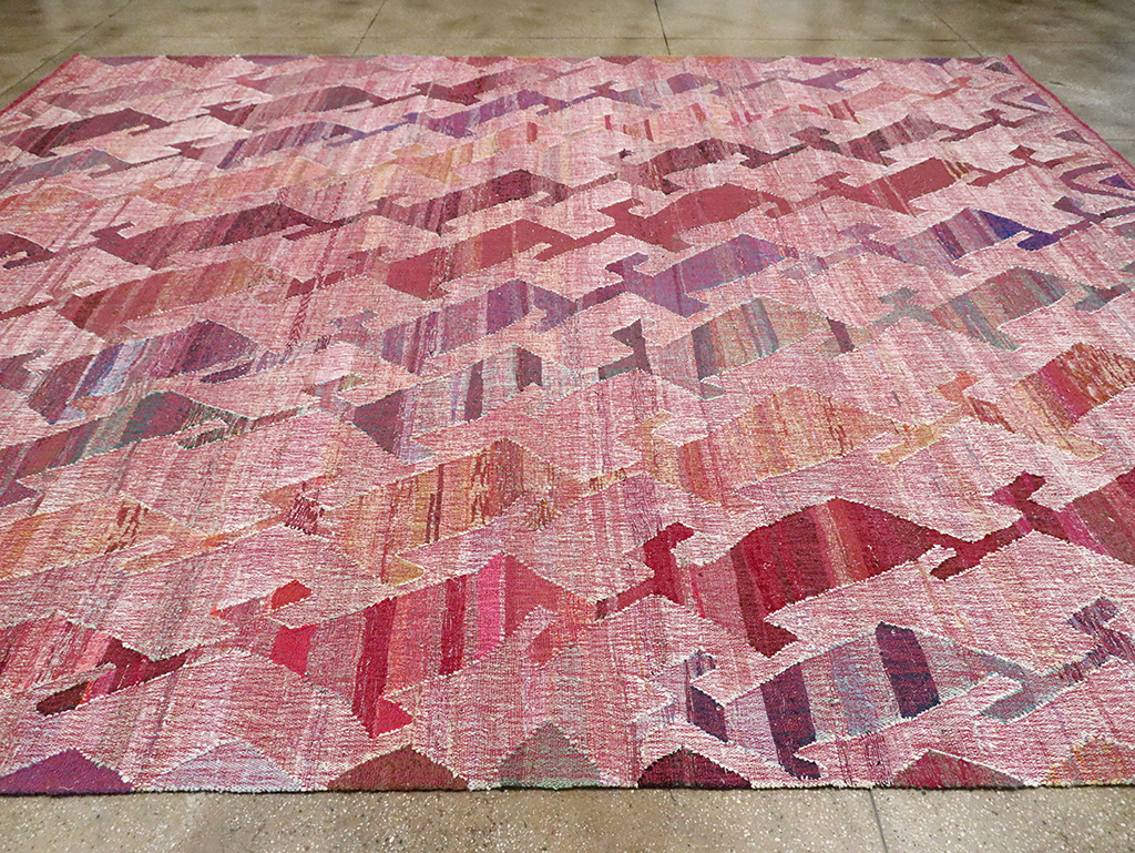Large Contemporary Geometric Turkish Flatweave, No.30113 - Staging