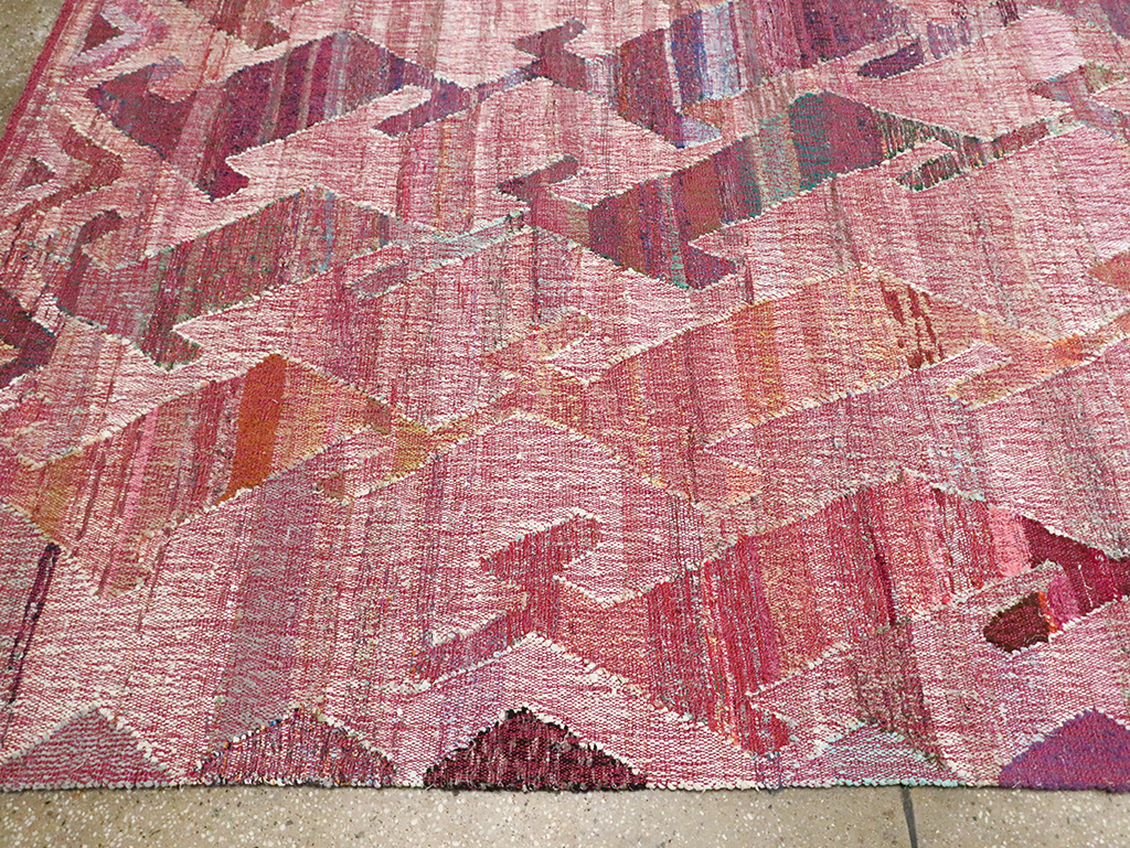 Large Contemporary Geometric Turkish Flatweave, No.30113 - Staging