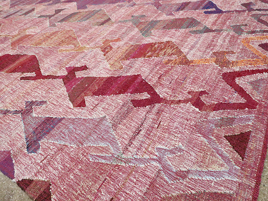 Large Contemporary Geometric Turkish Flatweave, No.30113 - Staging