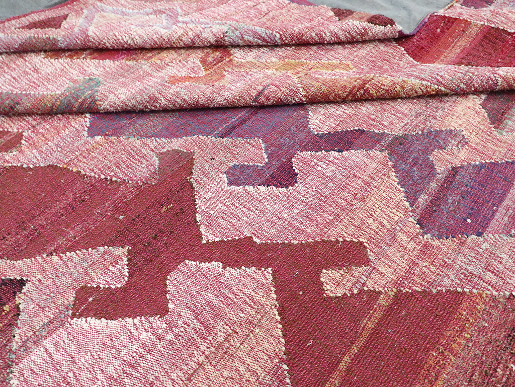 Large Contemporary Geometric Turkish Flatweave, No.30113 - Staging