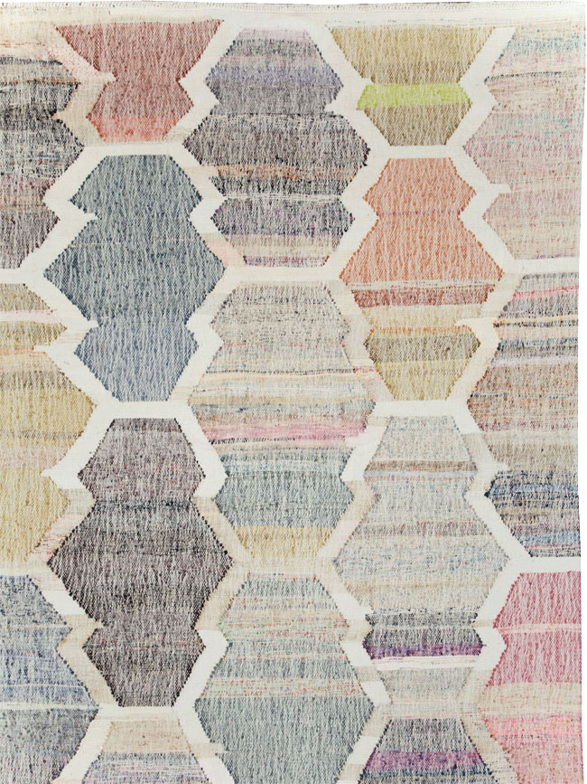 Contemporary Turkish Flatweave Kilim Large Room Size Carpet, No.30115 - Staging