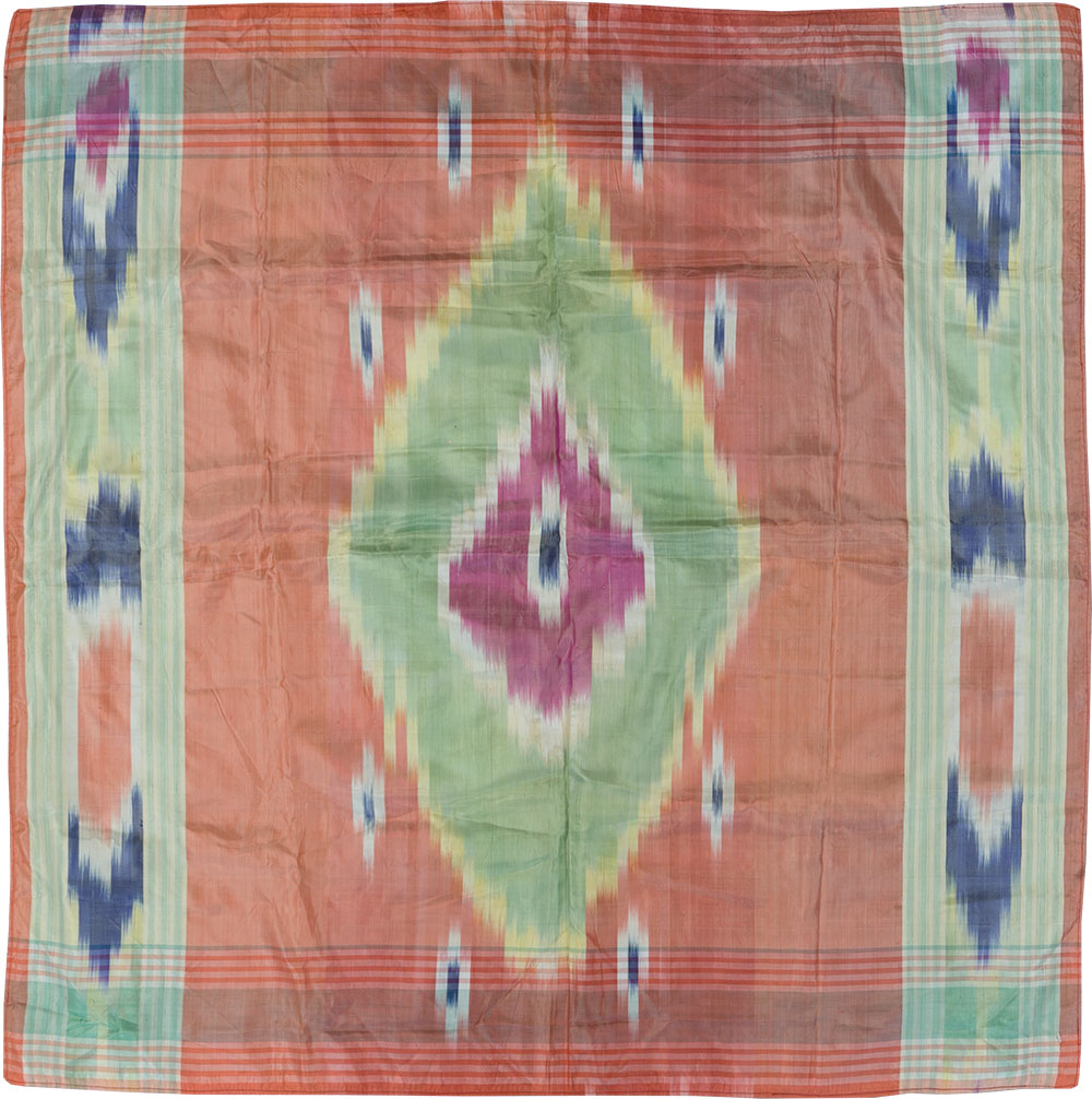 Vintage Central Asian Square Ikat Textile, No.30136 - Staging