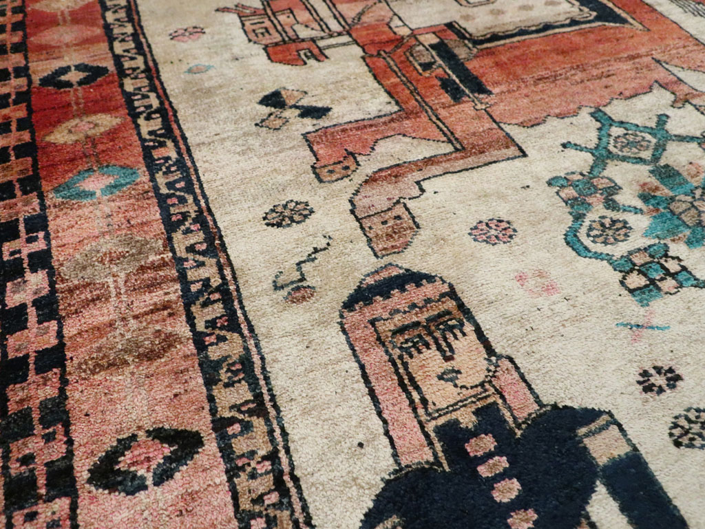 Vintage Persian Bakhtiari Pictorial Rug, No.30143 - Staging