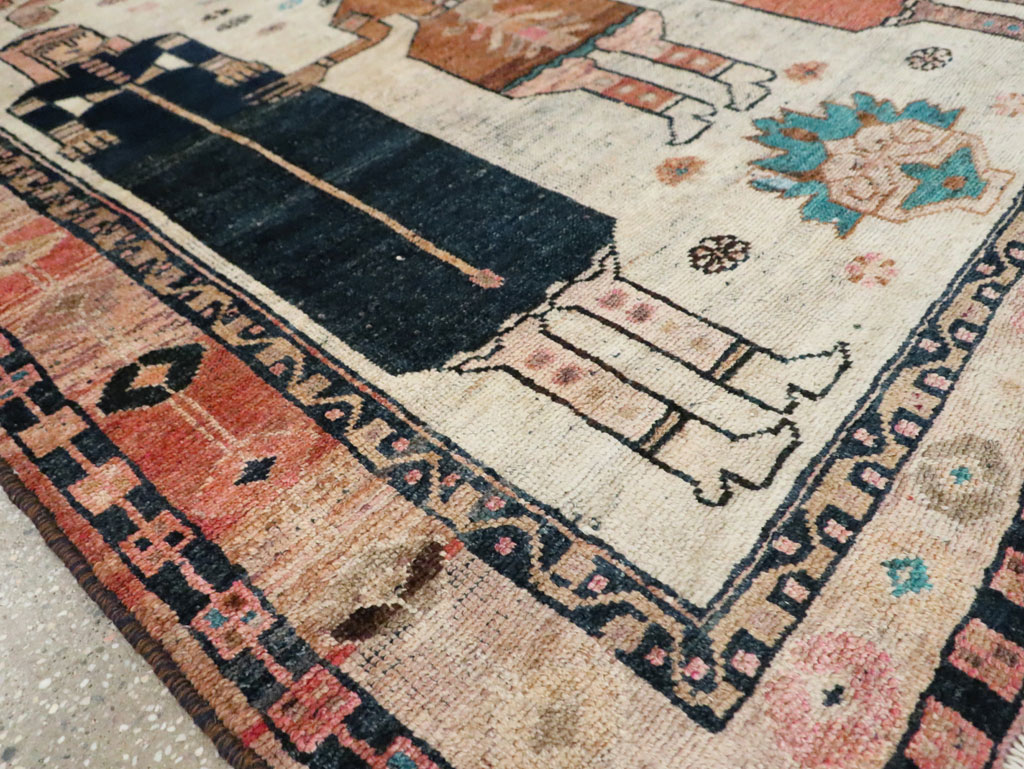 Vintage Persian Bakhtiari Pictorial Rug, No.30143 - Staging