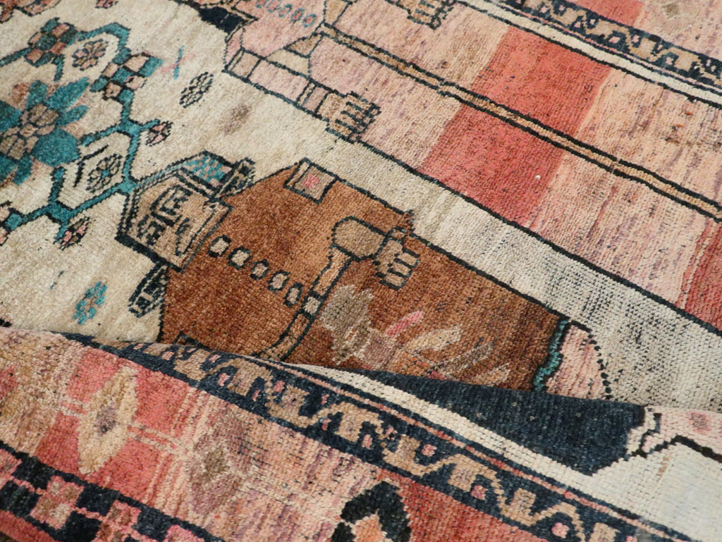 Vintage Persian Bakhtiari Pictorial Rug, No.30143 - Staging