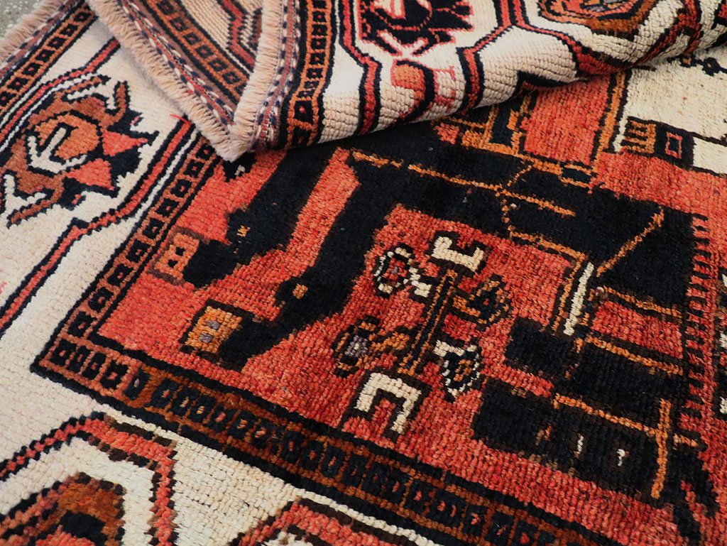 Vintage Persian Pictorial Bakhtiari Accent Rug, No.30144 - Staging