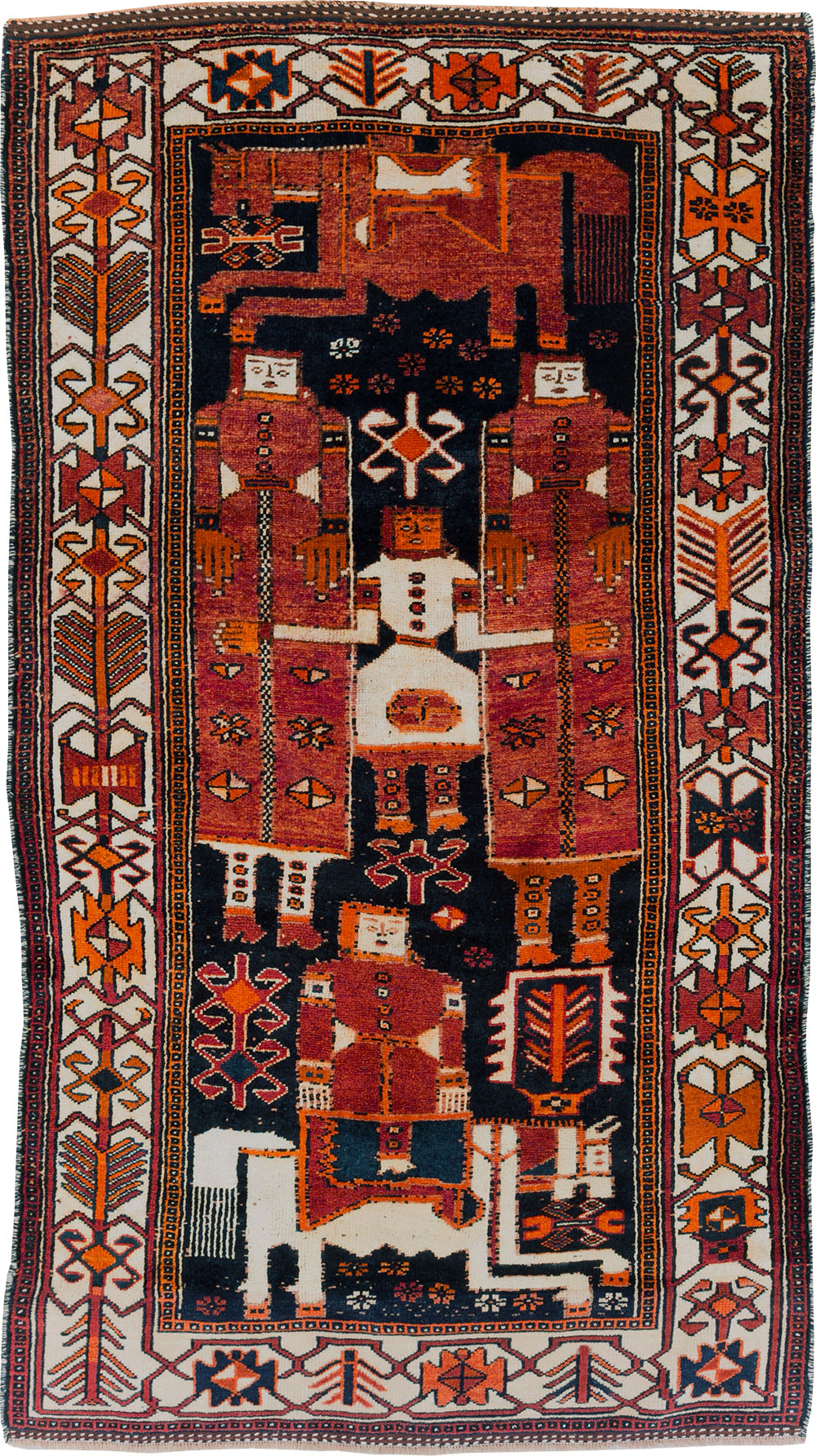 Vintage Persian Pictorial Bakhtiari Rug, No.30145 - Staging